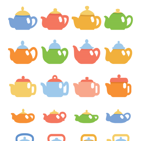 Images preview 20 teapot icons set.
