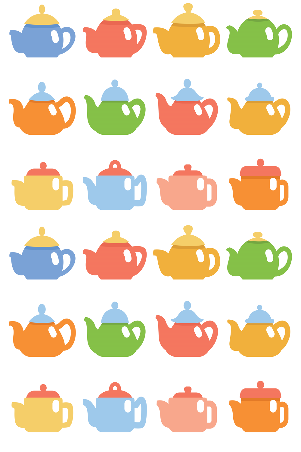 Illustrations 20 teapot icons set pinterest.
