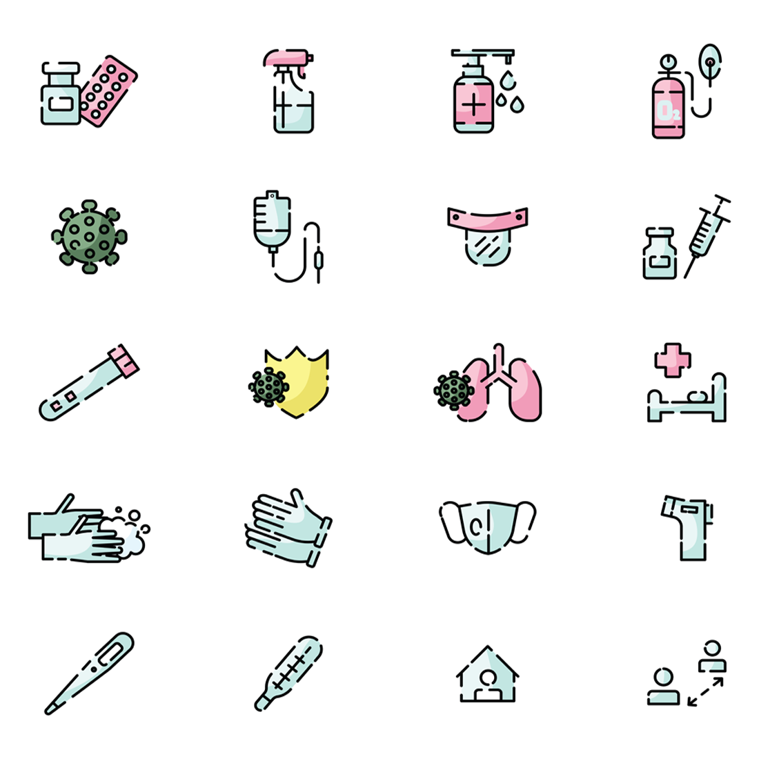 Images rpeview 20 virus medical icons set.