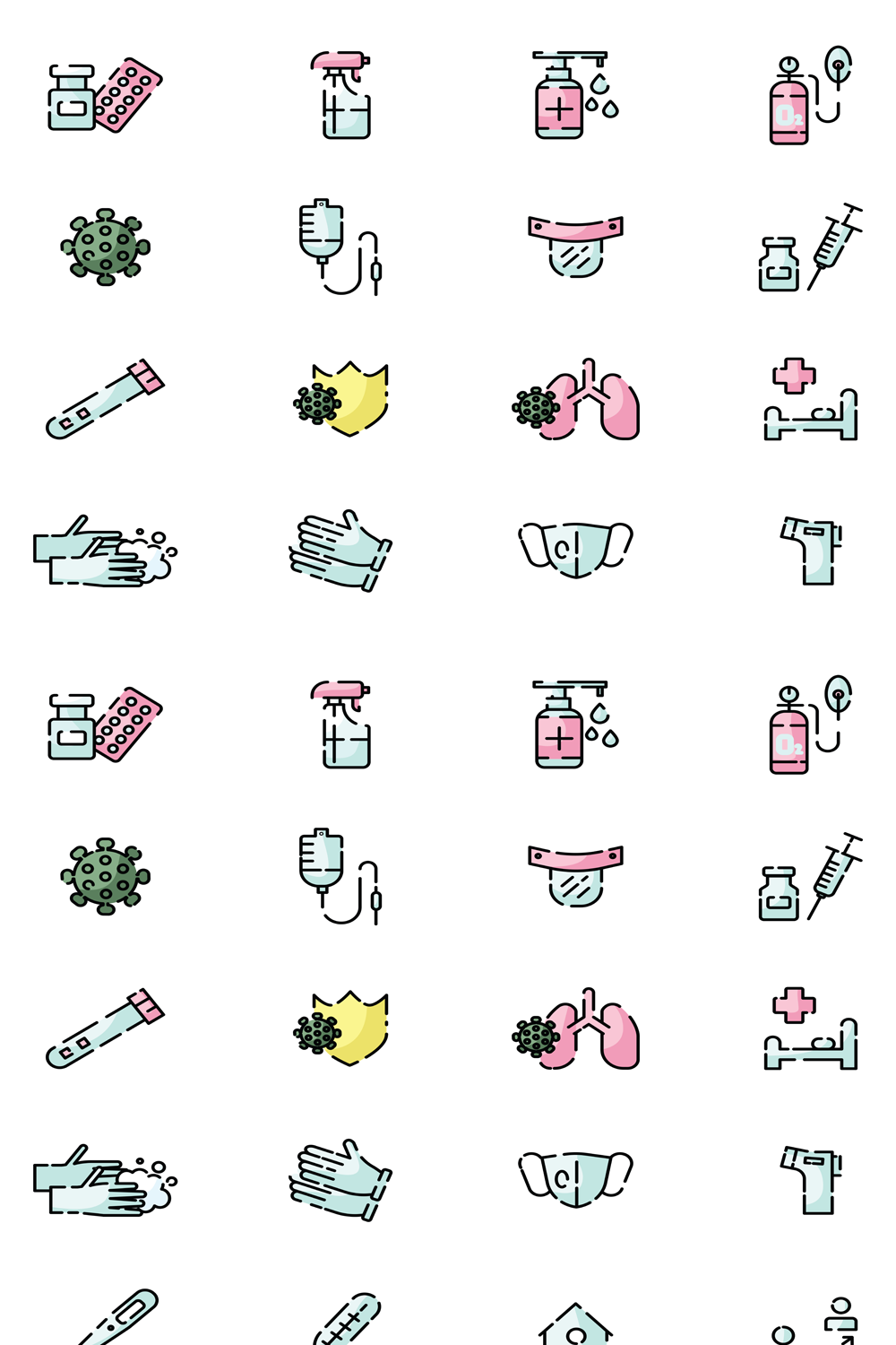 Illustrations 20 virus medical icons set of pinterest.