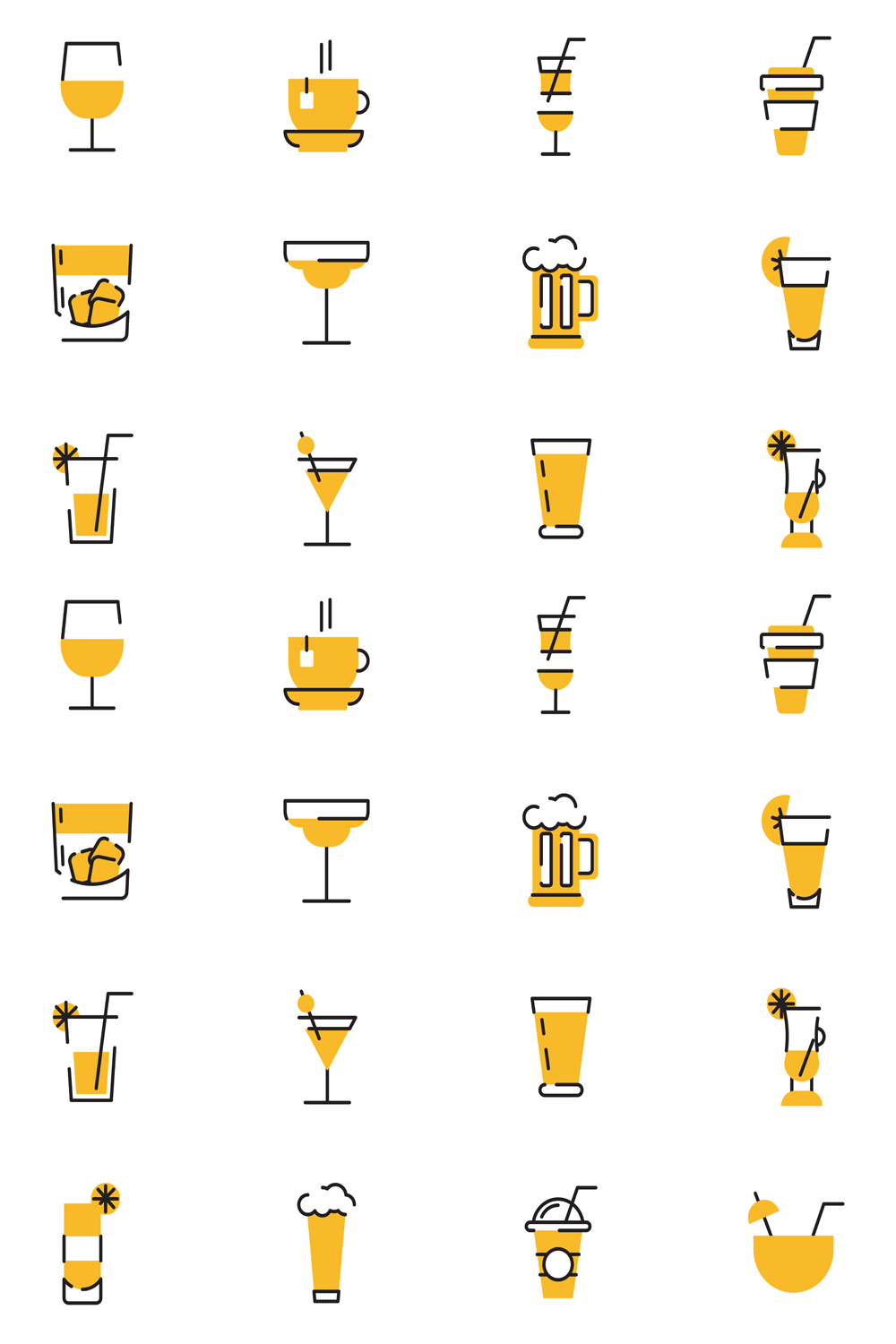Illustrations 20 yellow line art drink icons of pinterest.