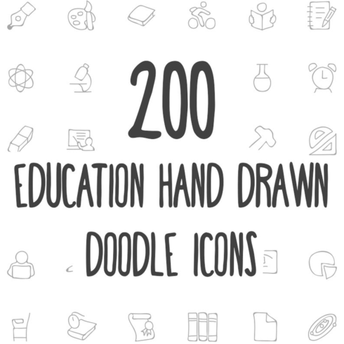 Images preview 200 education hand drawn doodle icon.