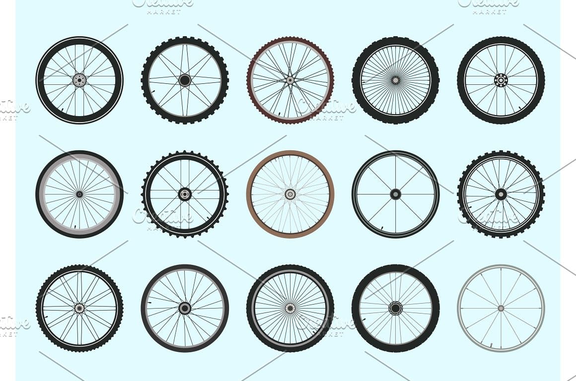 Bicycle wheels with spokes geometric.