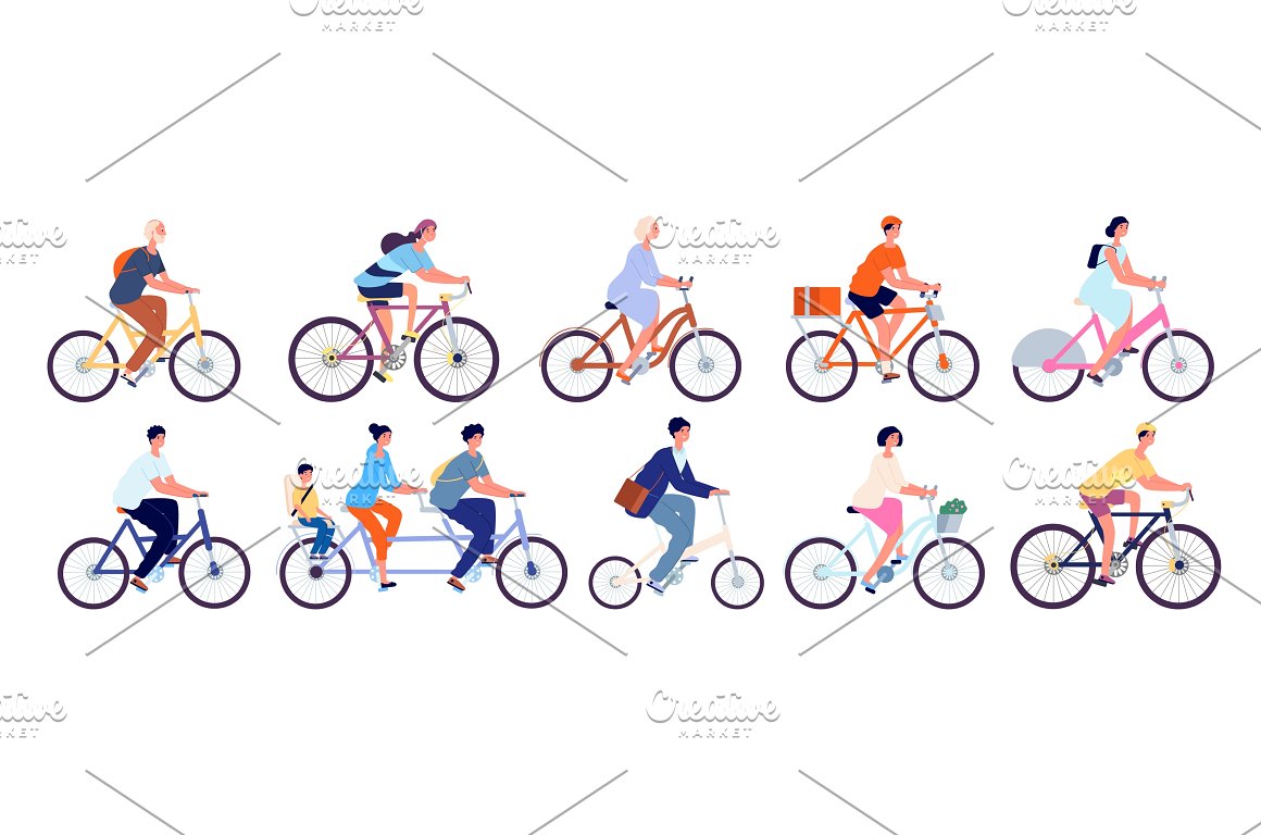 Cyclists characters of images.