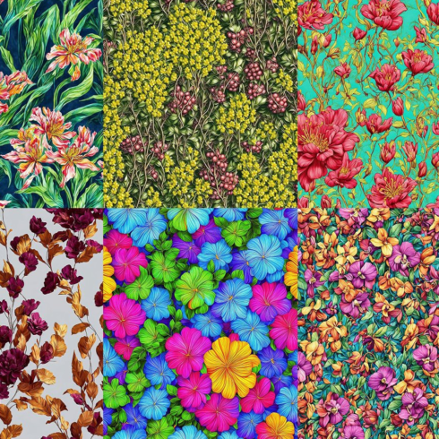 Images preview seamless floral backgrounds.
