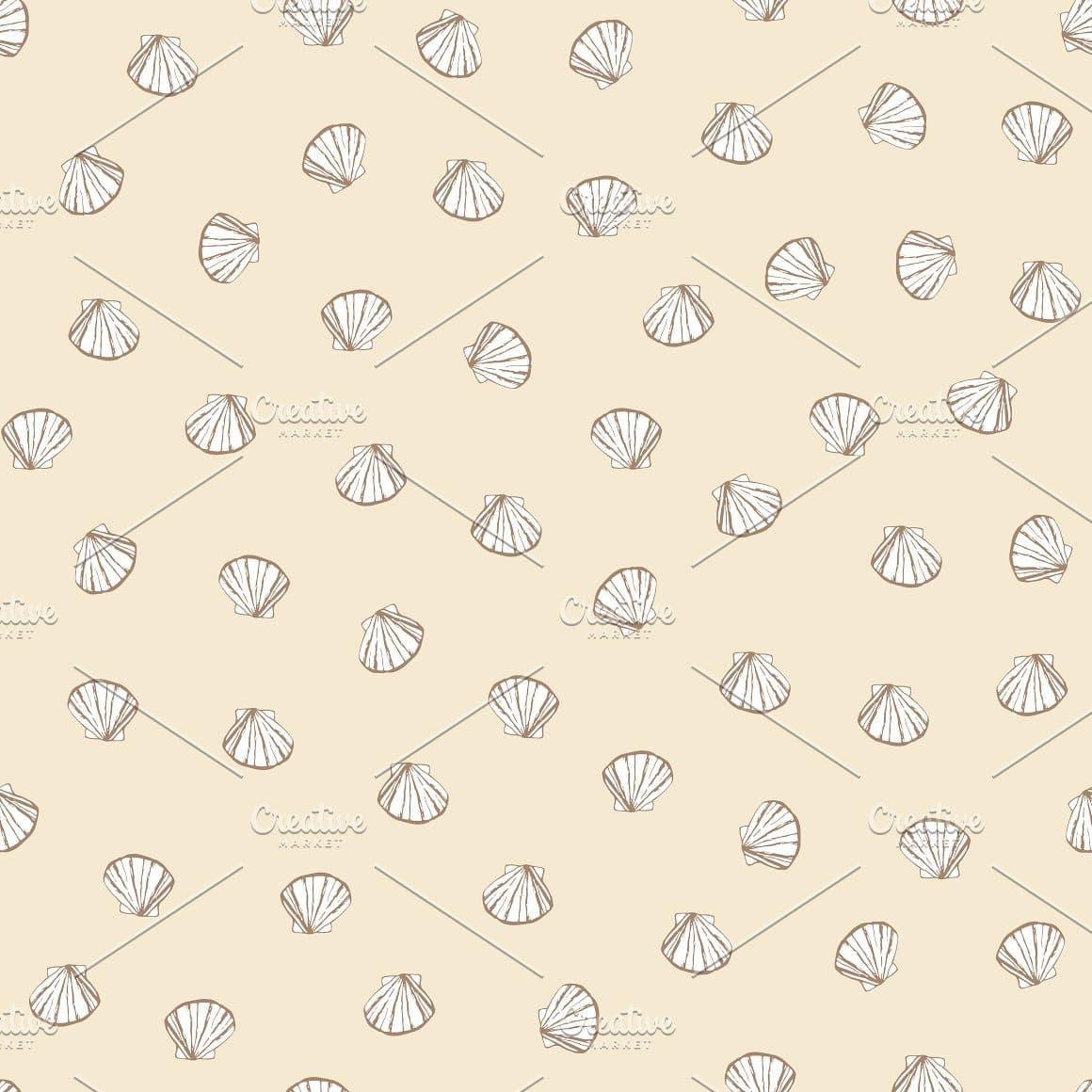White shells on a beige background.