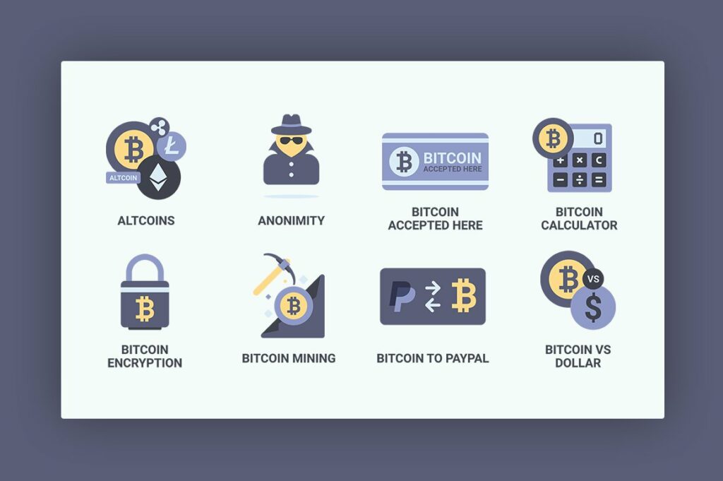 Bitcoin & Blockchain Icon Set – MasterBundles