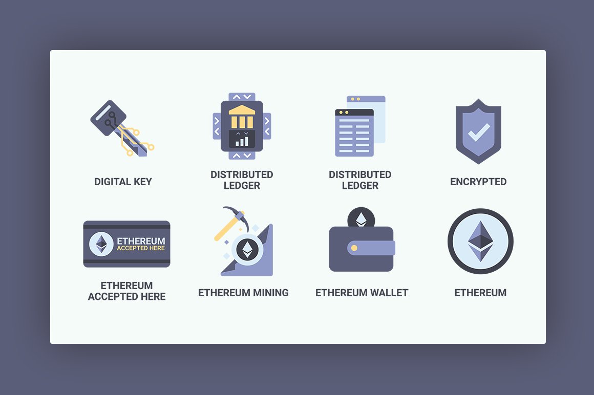 Blockchain icon set.