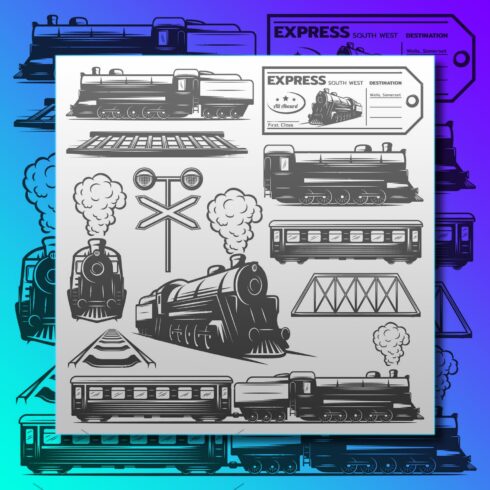 Vintage Locomotive Elements Set, main picture.