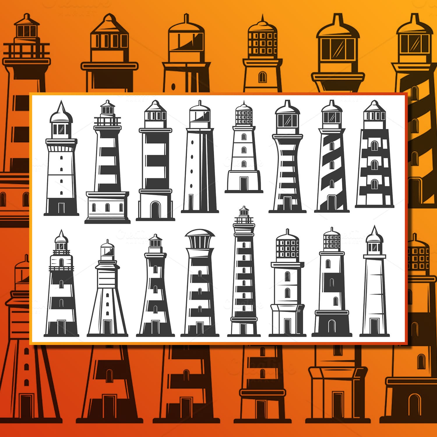 Many beacons with black stripes in the design.