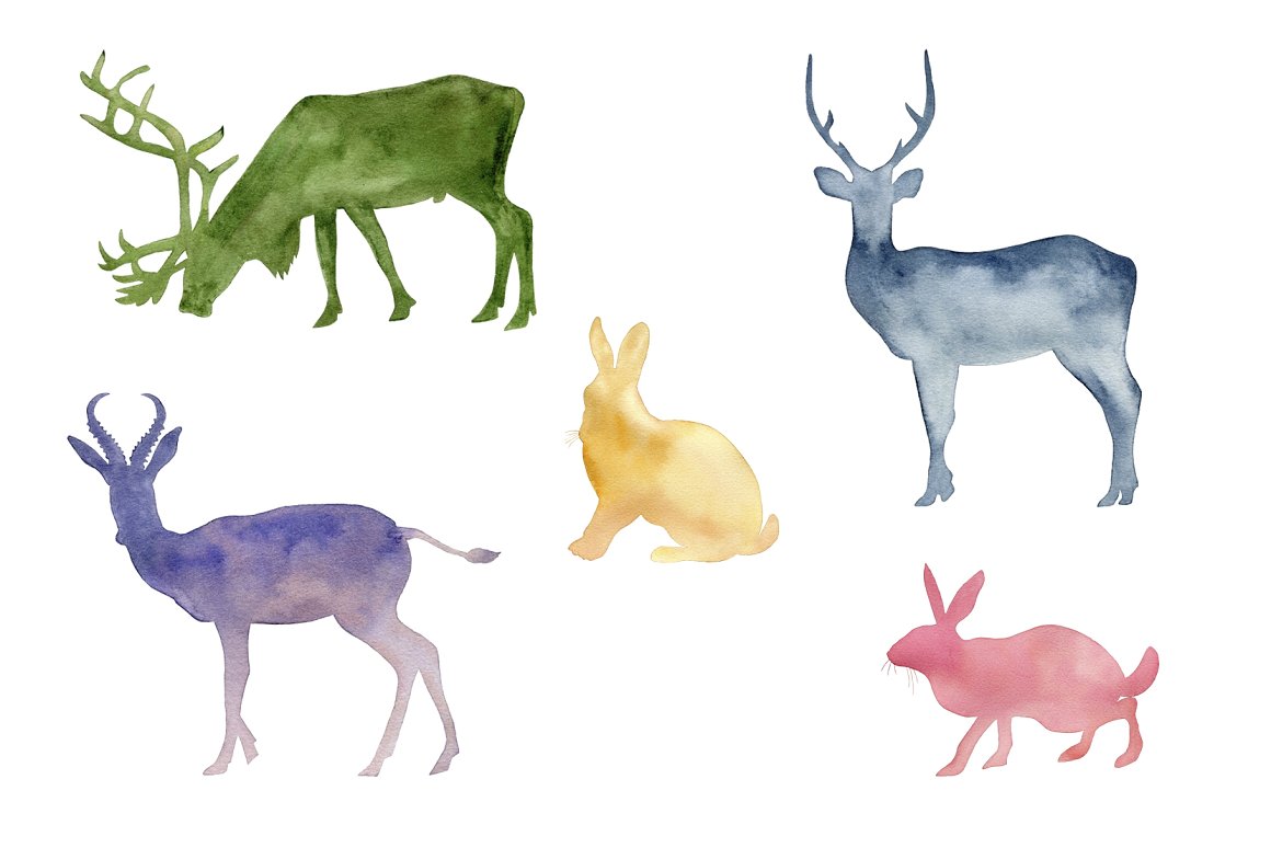 Rabbits, deer, moose and other animals.