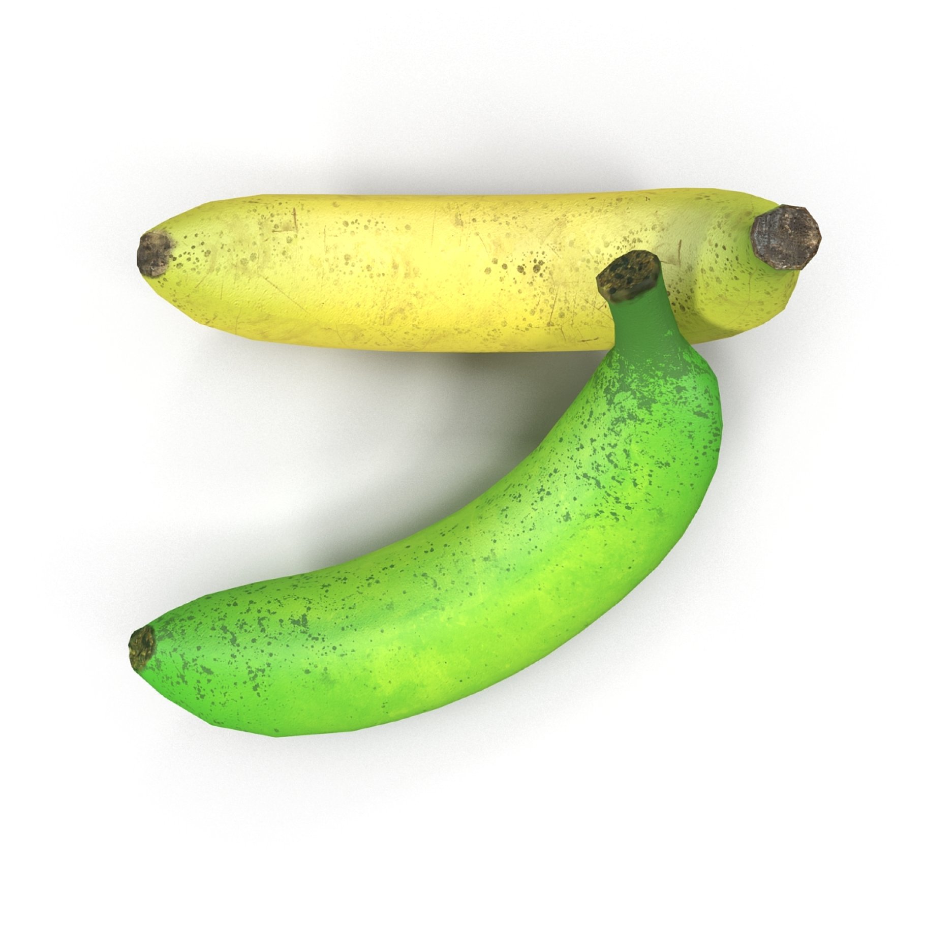 Two bananas on top.