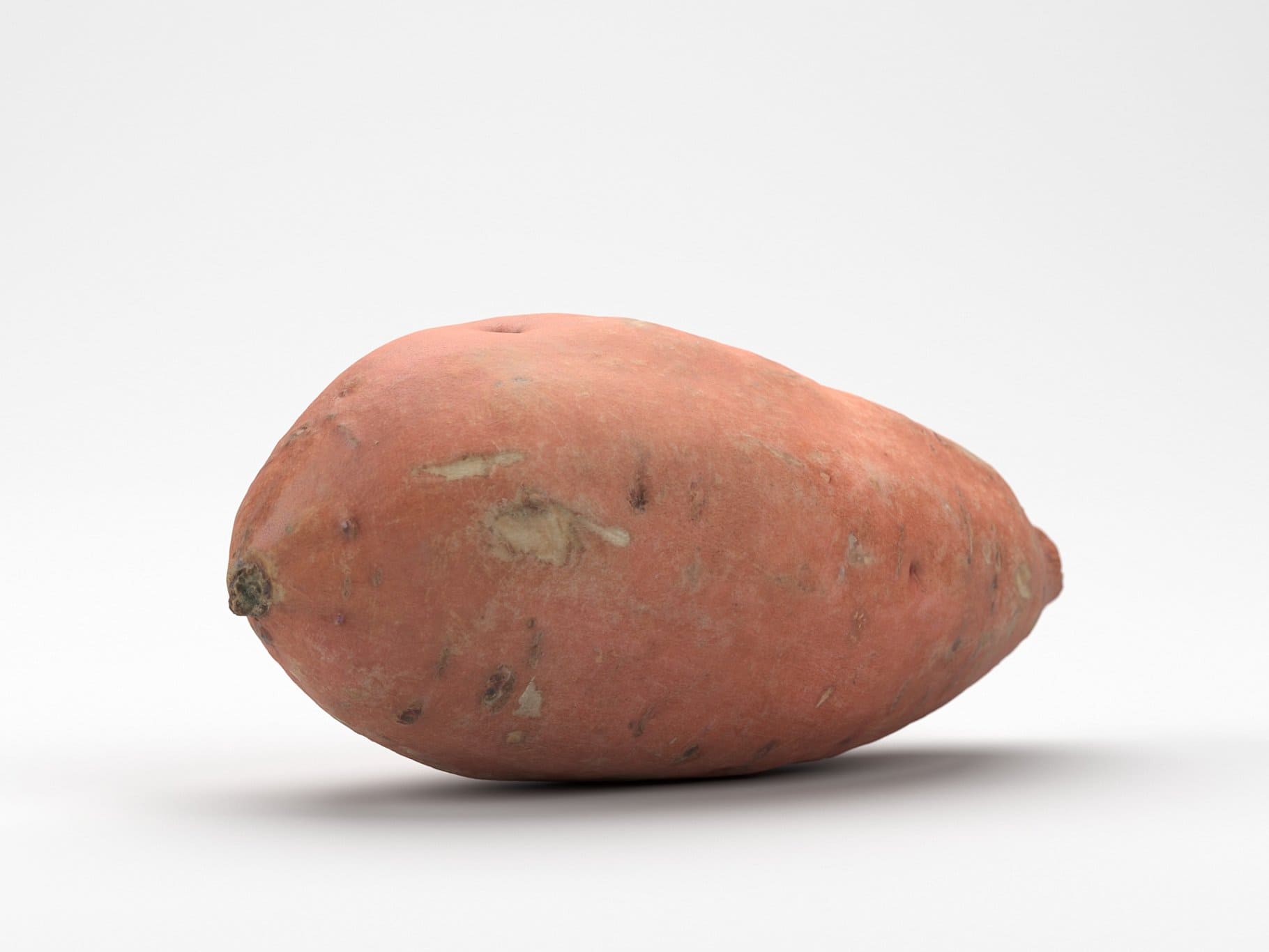 Highly detailed, photorealistic 3d scanned model of a sweet potato.