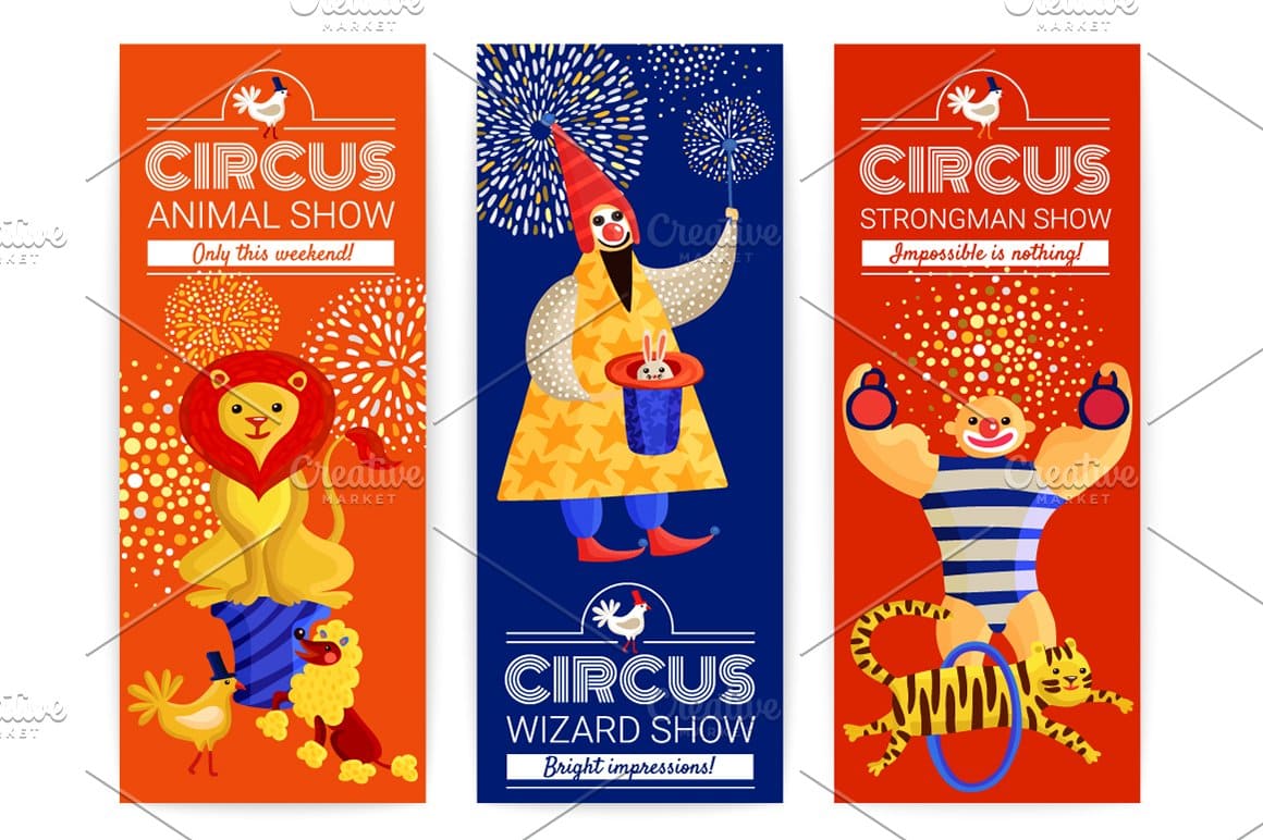 Circus over 30 vector elements.