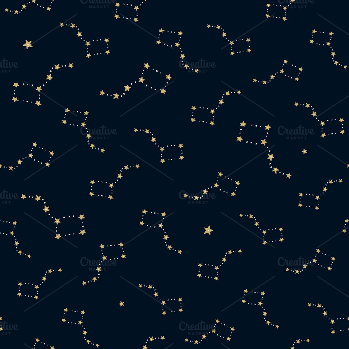 A constellation of golden stars on a dark blue background.