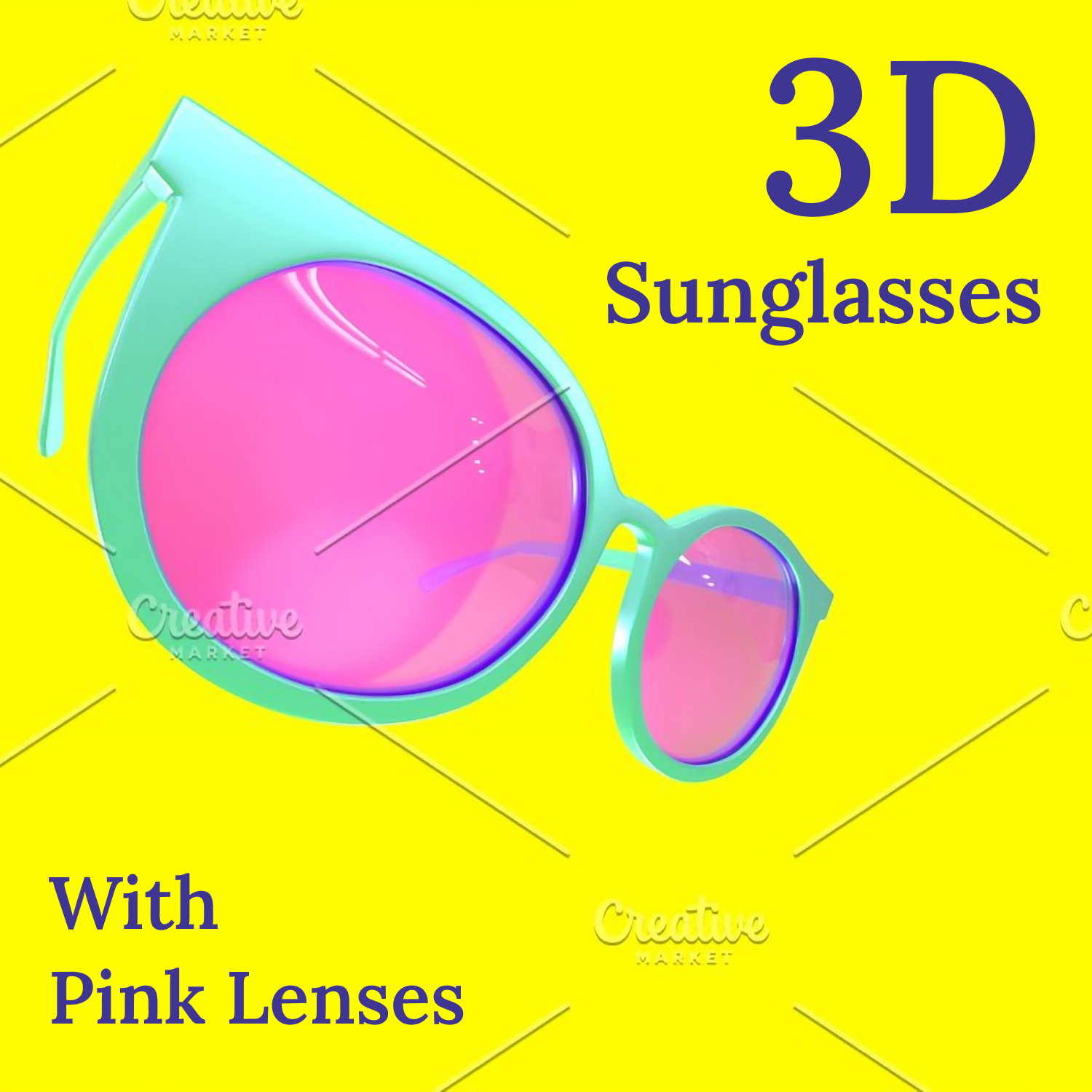 Images preview 3d sunglasses with pink lenses.