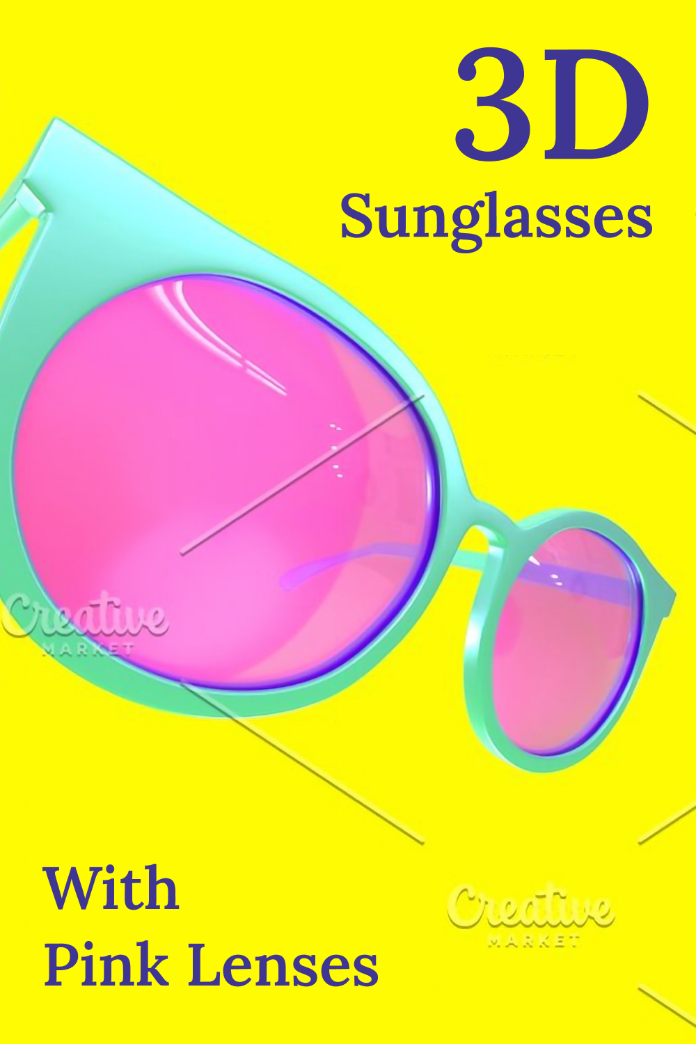 Illustrations 3d sunglasses with pink lenses of pinterest.