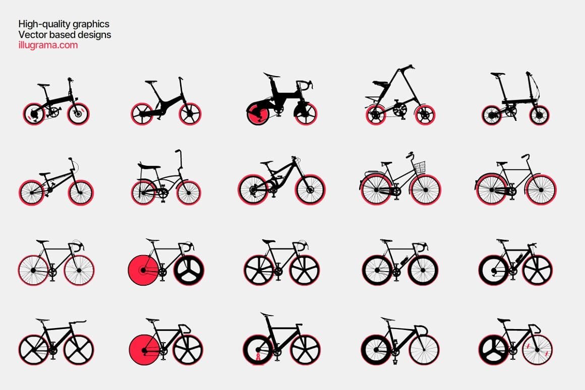 Bicycles in red and black.