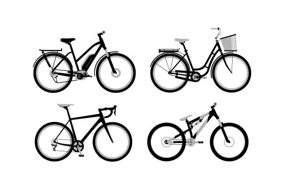 Painted black bicycles on a white background.