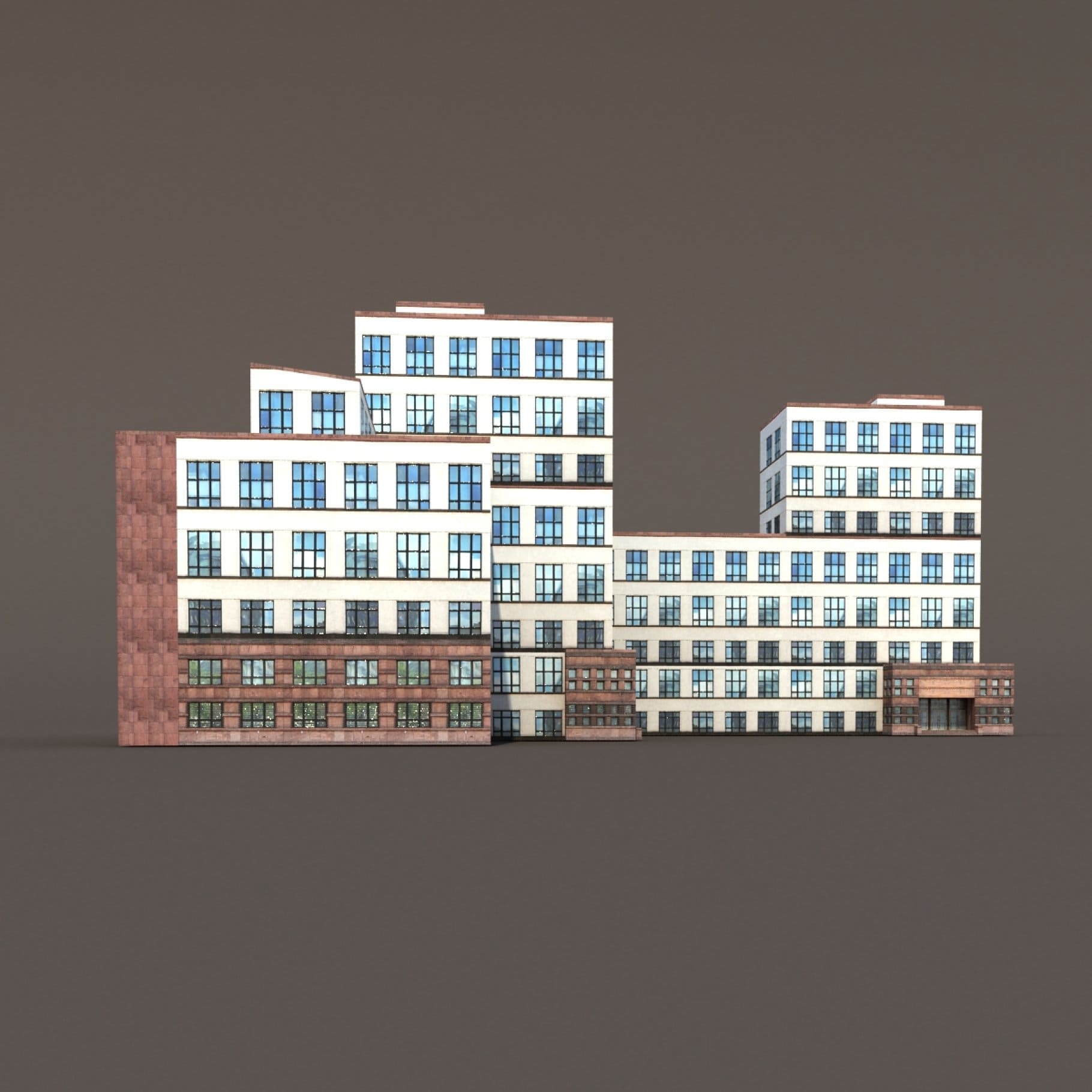 Office building with many additions.