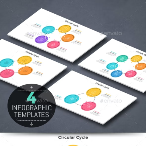 Images preview 4 cycle infographic templates.