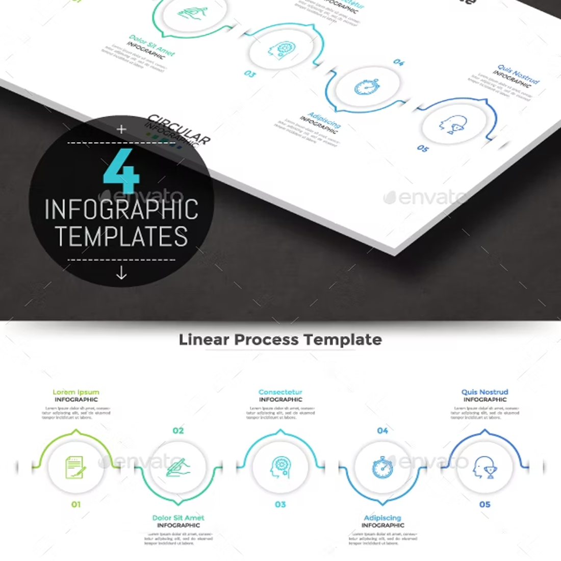 Images preview 4 minimal infographic timelines.