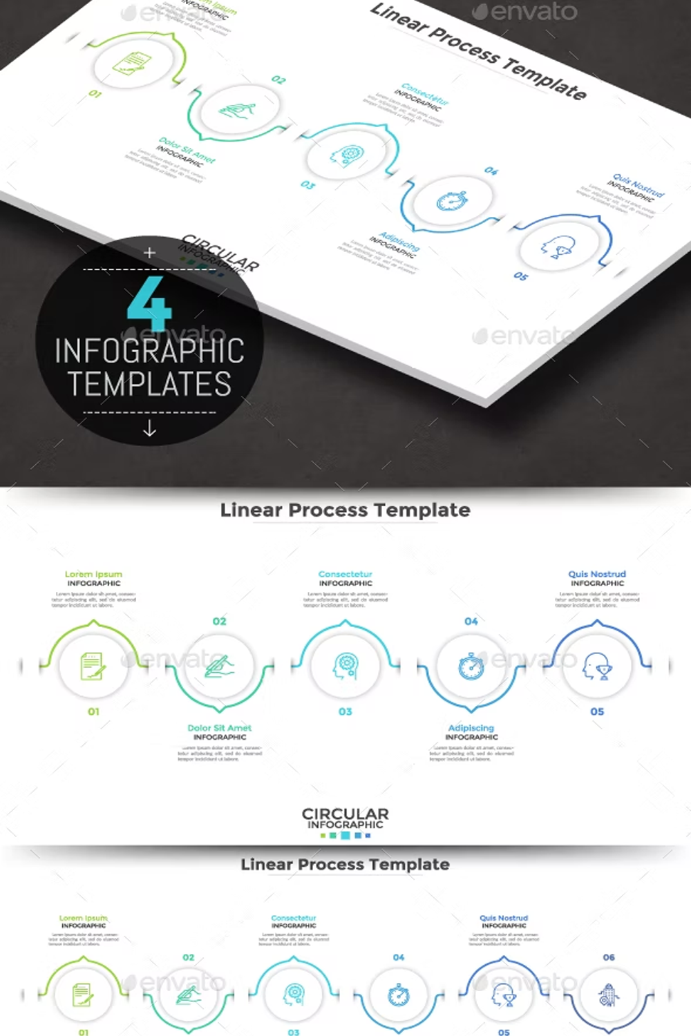 Illustrations 4 minimal infographic timelines of pinterest.