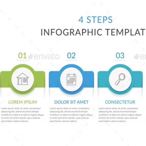Images preview 4 steps infographic template.
