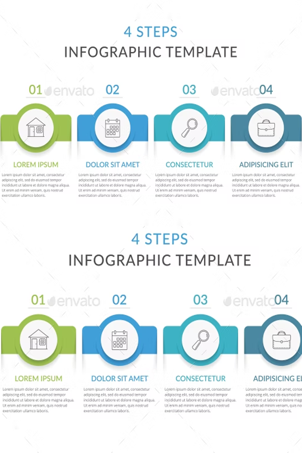 Illustrations 4 steps infographic template of pinterest.