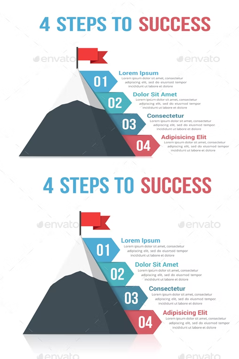 Illustrations 4 steps to success of pinterest.