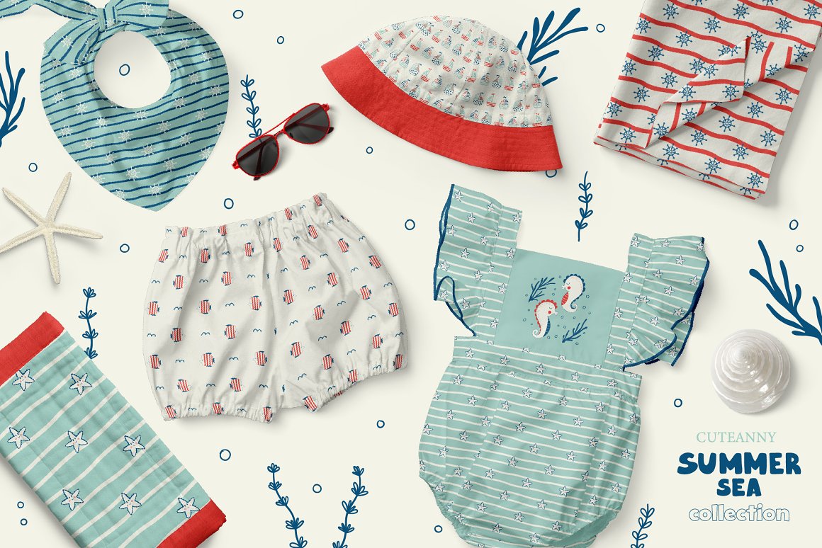 Children's clothes with prints.