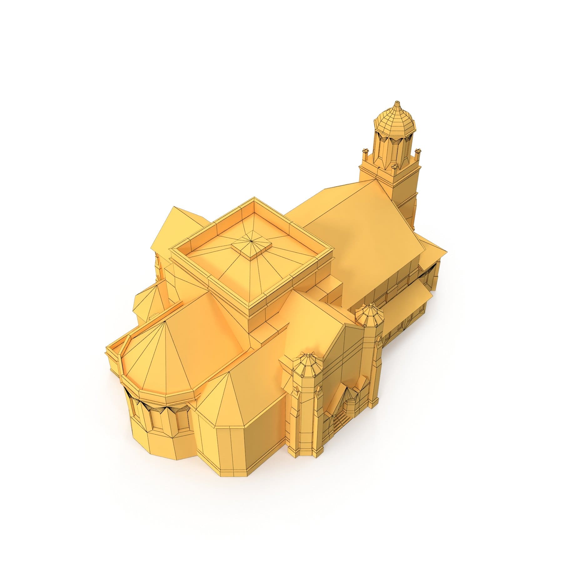 Top view of the 3D model of the church building.