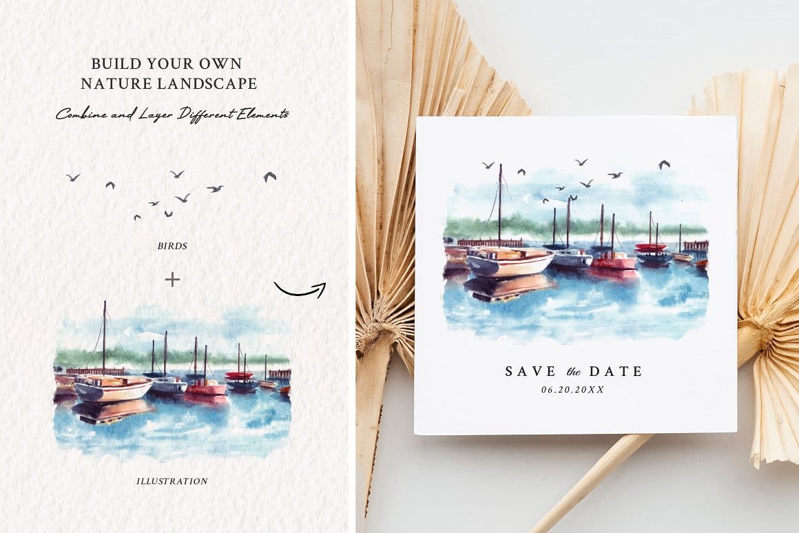 Examples of pictures with boats on cards.