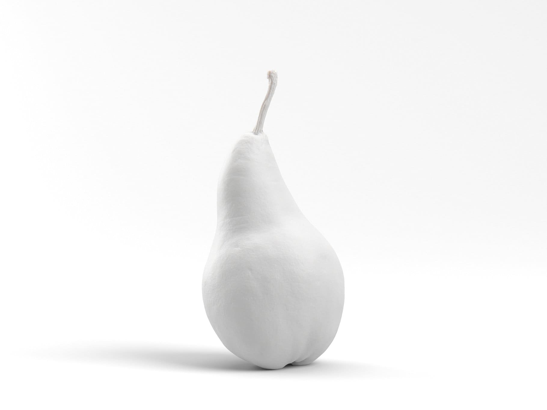White pear on a white background.