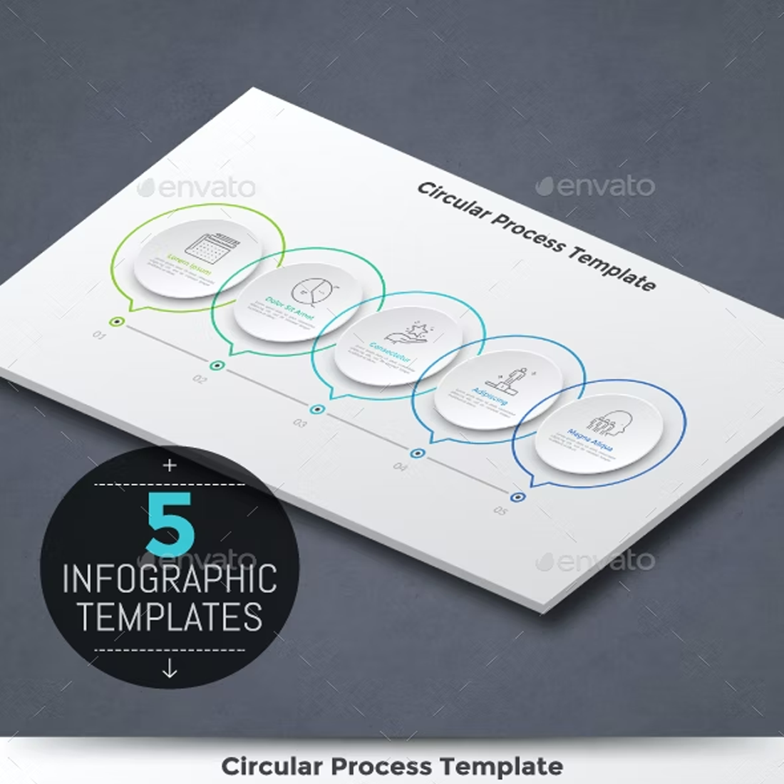 Images preview 5 process infographic templates.
