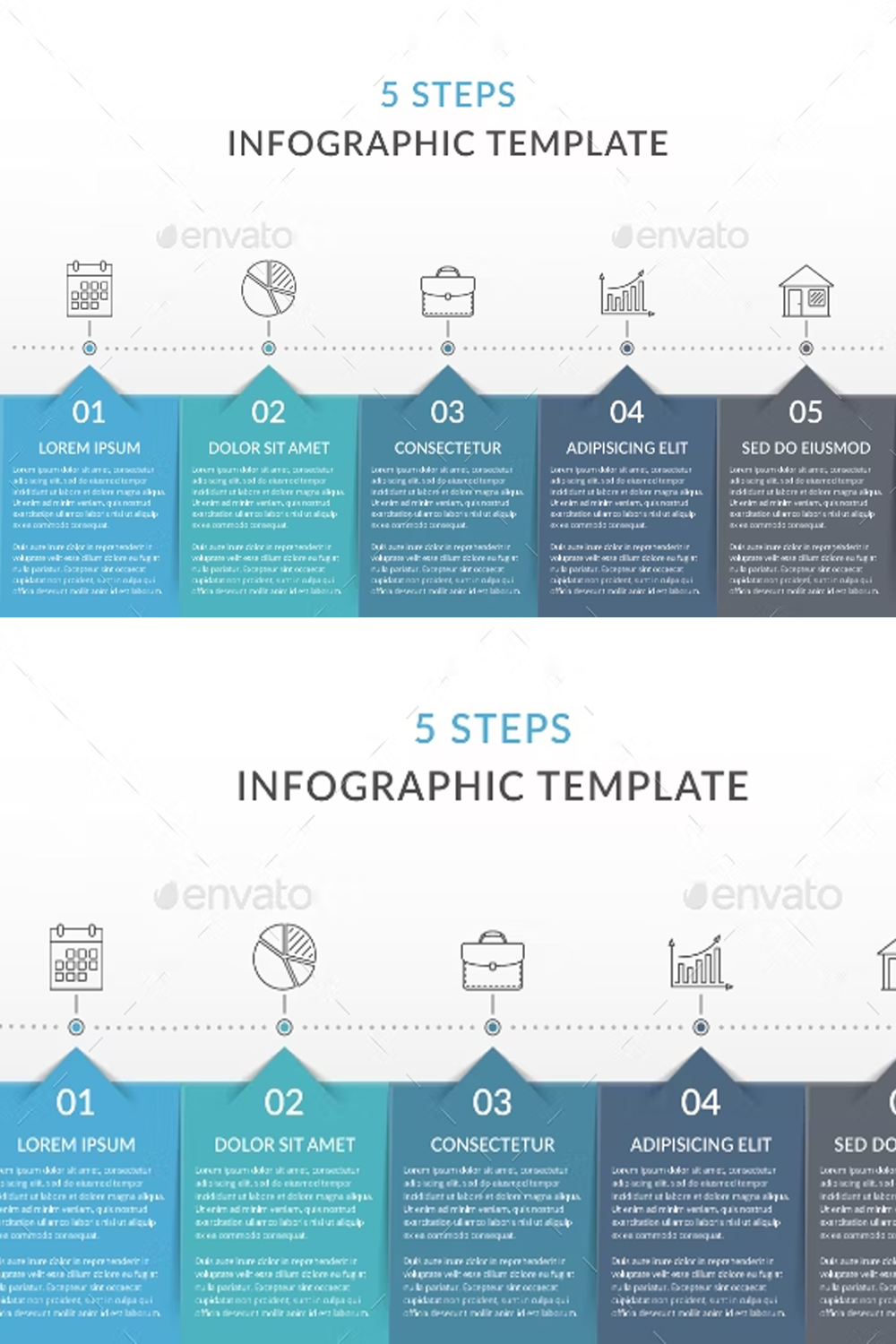 Illustrations 5 steps infographic template of pinterest.