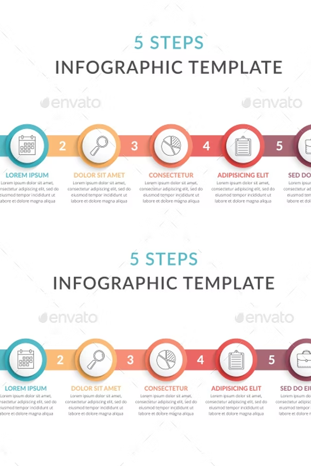 Illustrations 5 steps infographic template of pinterest.
