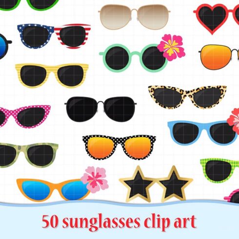 50 Sunglasses clipart, main image.