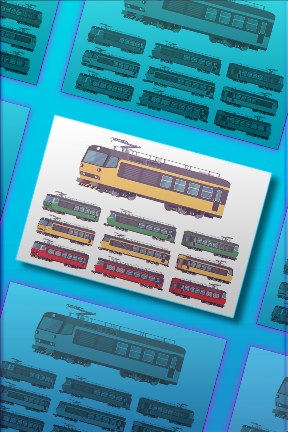 Illustrations electric passenger bright train set of pinterest.