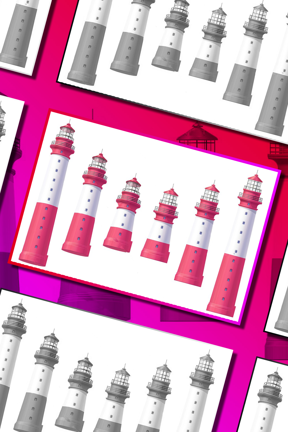 Illustrations lighthouse light house beacon set of pinterest.