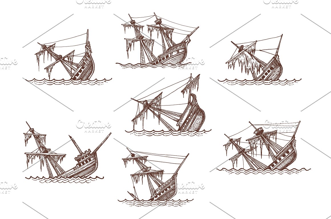 Sailing ship sketches.