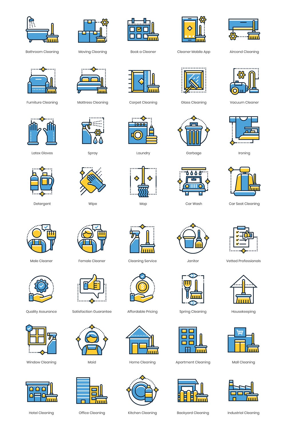 Illustrations 55 cleaning icons kinetic series of pinterest.