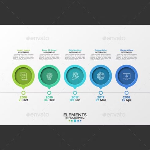 Horizontal timeline infographic, main picture.