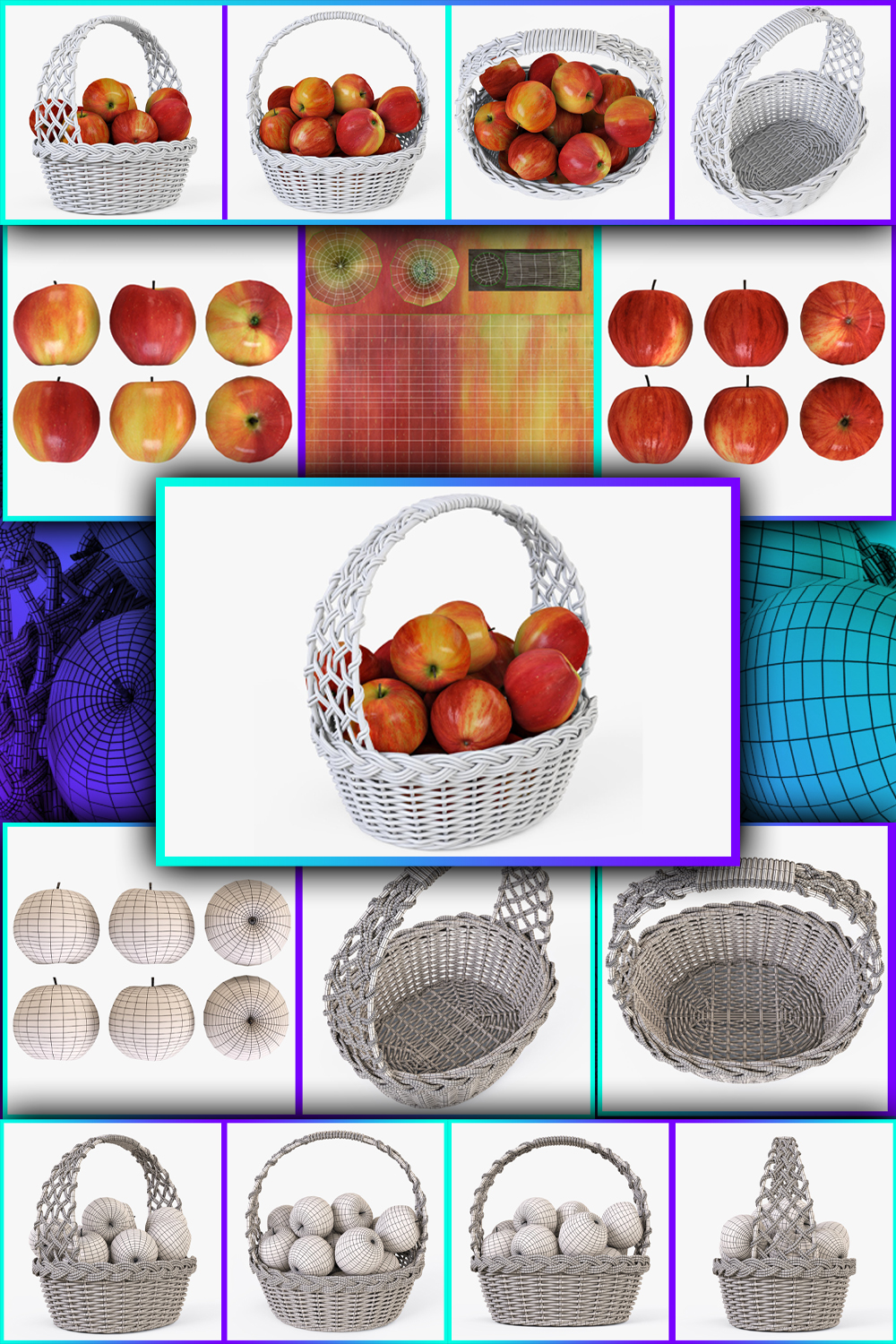 Illustrations wicker basket 04 white with apples of pinterest.