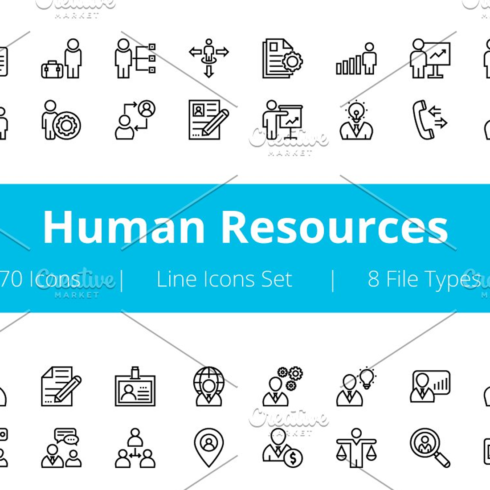 70 human resources line icons 858