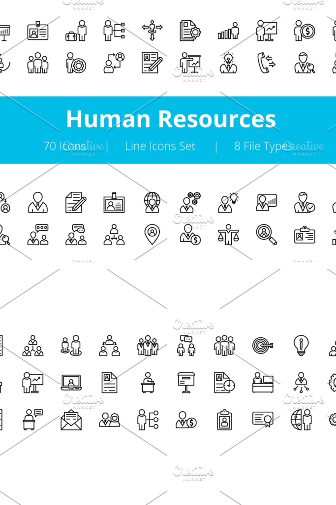 70 Human Resources Line Icons – MasterBundles