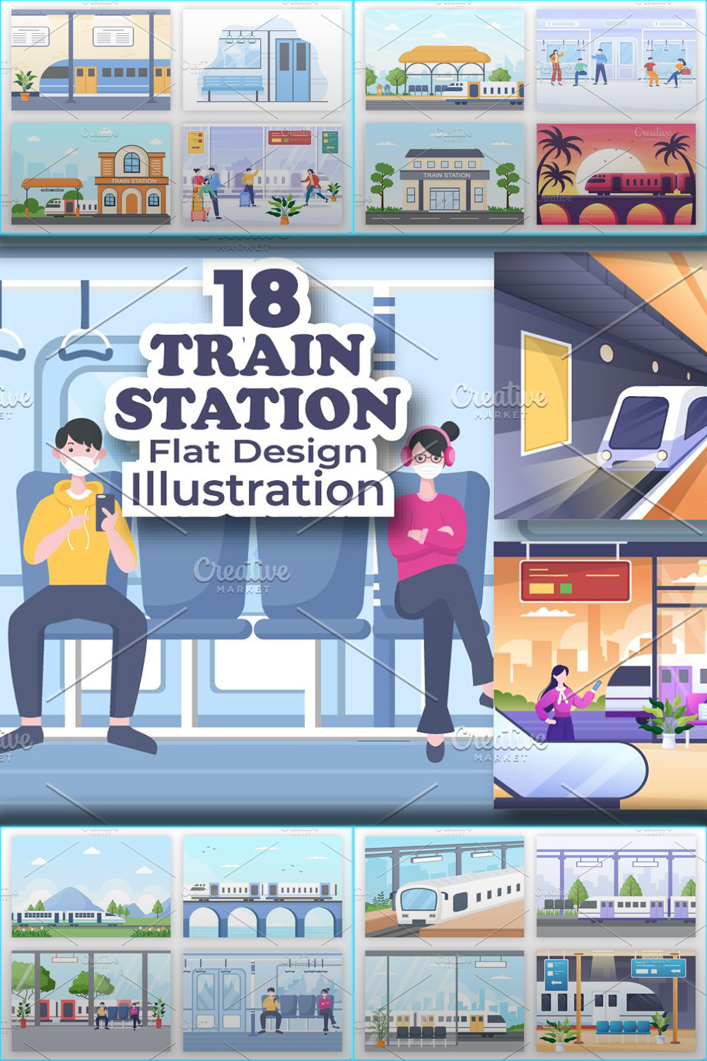 Illustrations 18 train station flat illustration of pinterest.
