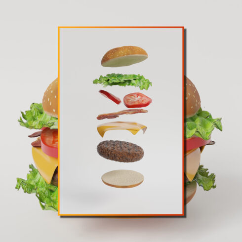 Images preview realistic 3d model classic burger.