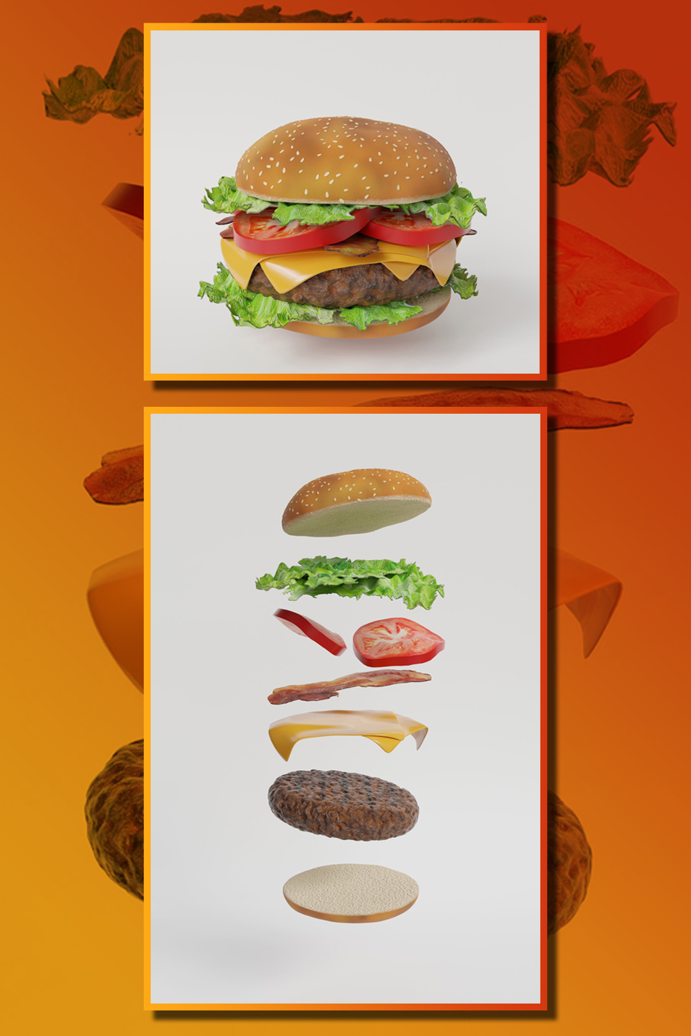 Illustrationsrealistic 3d model classic burger of pinterest.