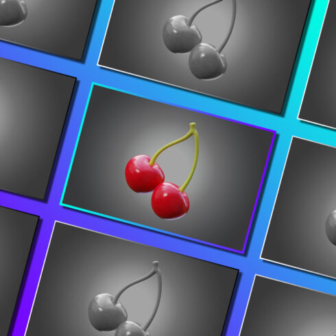 Images preview 3d stylized cherries.
